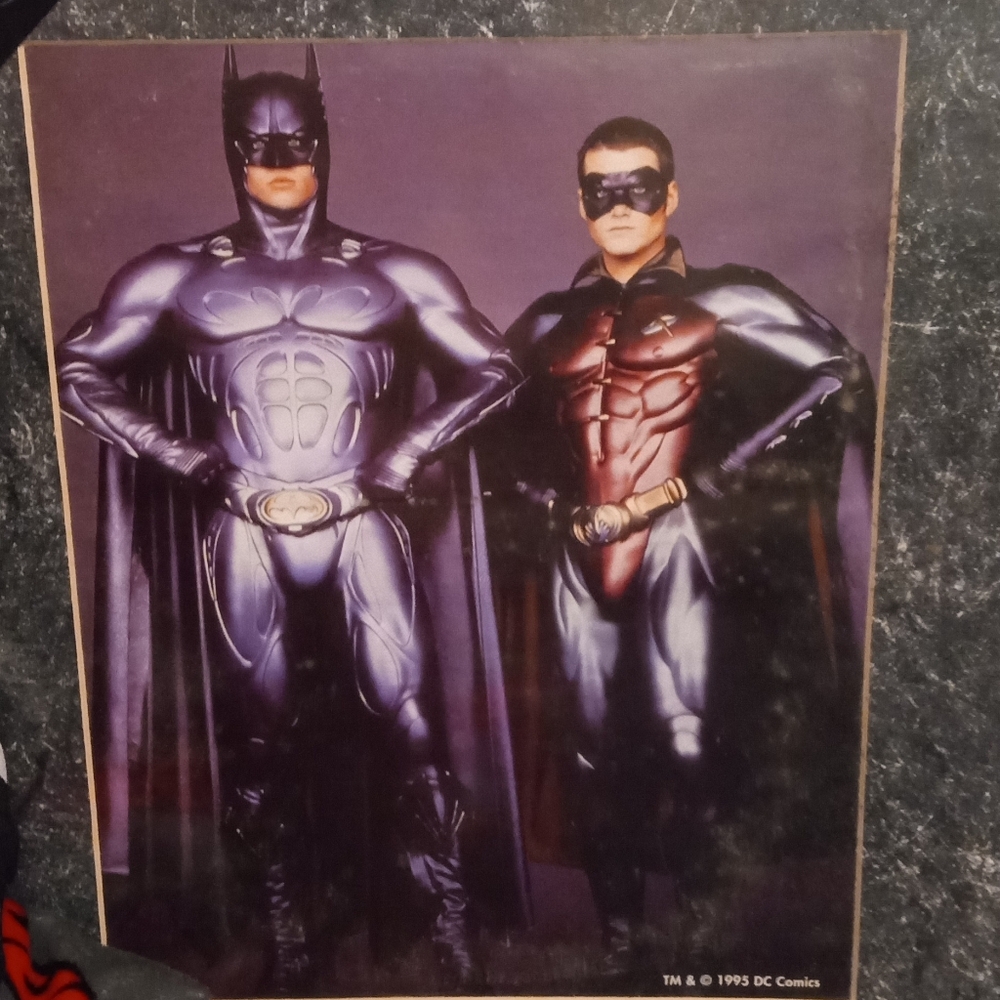 1995 portrait of Batman, Robin, Ritler( Jim Carrey)